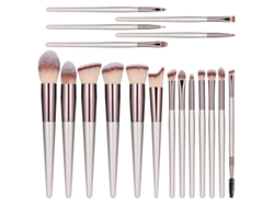 18 brochas de maquillaje sintéticas premium para base, polvos, corrector, sombras de ojos y rubor, con estuche negro (dorado champán)