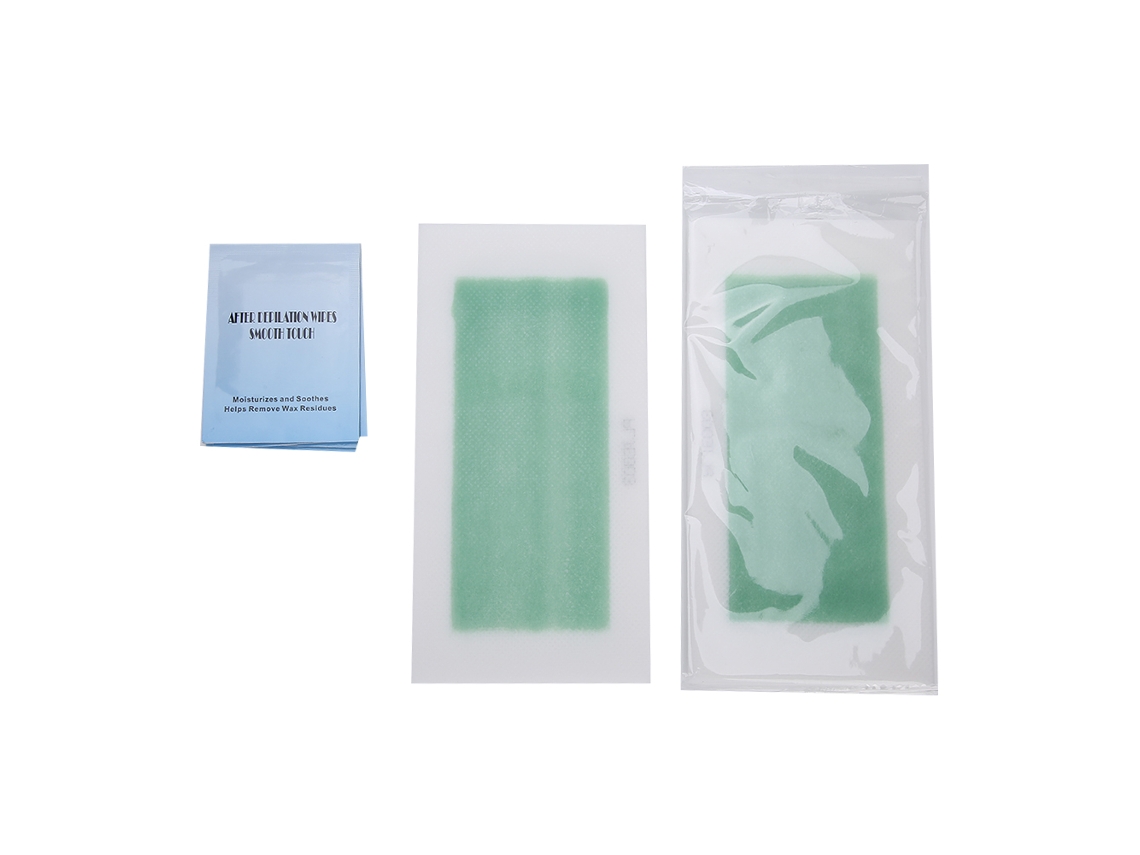 Conjunto de 2026-40 tiras de cera depilatória e 4 lenços de algodão para limpeza e remoção de pelos.