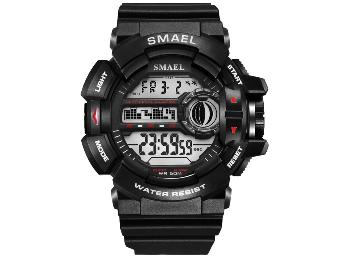 Reloj Deportivo Hombre Smael Correa Plástico Impermeable Actividades Al Aire Libre Negro+rojo