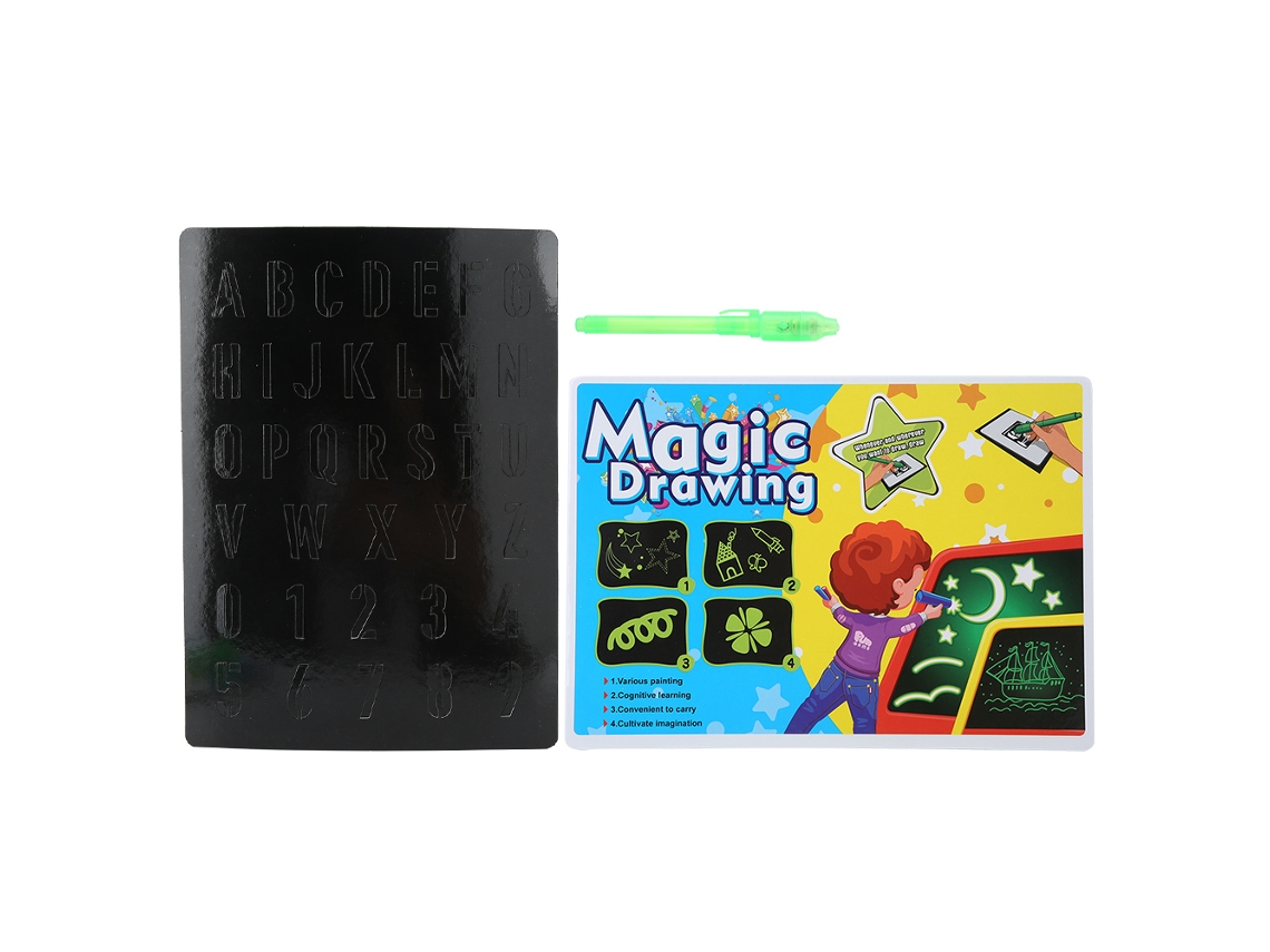 Tablero De Pintura Fluorescente 3d Con Luces Para Niños, Amarillo, Inglés, A4