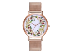 Reloj De Pulsera Unisex De Cuarzo, Esfera Redonda, Brazalete De Aleación, Oro Rosa, Estilo Casual.