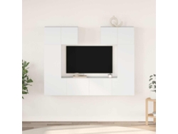 6 Piezas Conjunto De Moveis De Tv | Gabinete Tv | Armário Tv Derivados De Madeira Branco