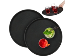 Bandejas redondas para servir - 40 cm de diámetro - Color negro - 2