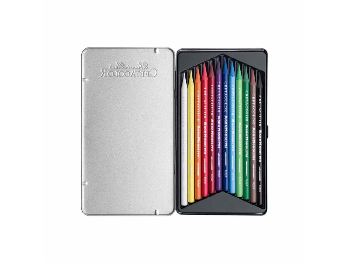 Set de 12 lápices de colores acuarelables - Caja metálica - Monolith