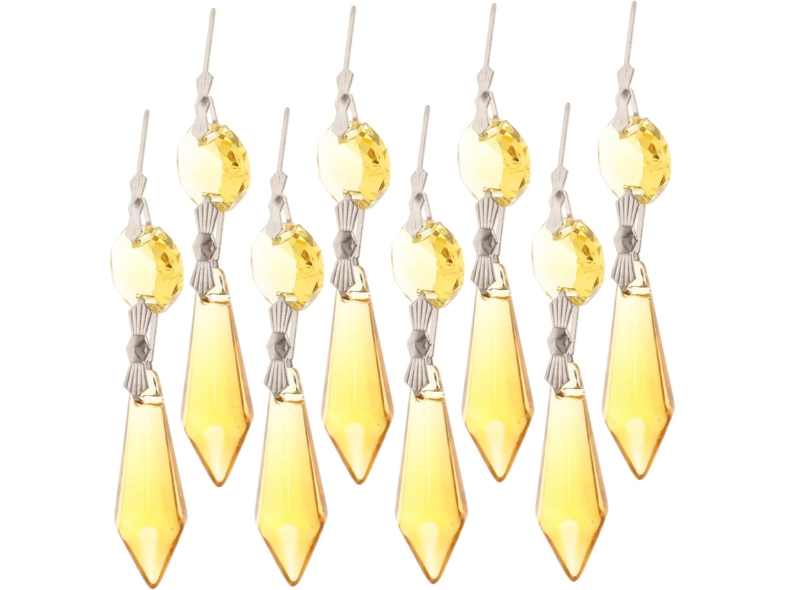 Colgantes Octogonales De Cristal Amarillo, 20 Piezas, Cristal De 37 Mm