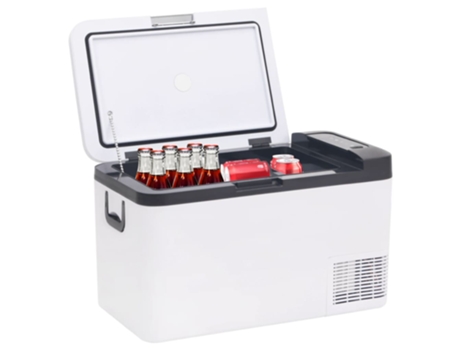 VIDAXL Nevera con asa y adaptador PP y PE negro y blanco 25 L