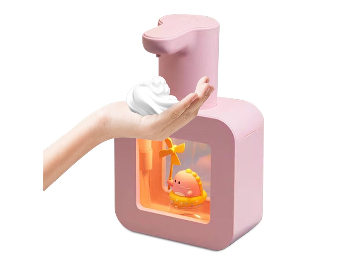 Dispensador automático de gel de alcohol espumoso para niños, impermeable, con estampado de gatito rosa, para uso escolar, Csyy