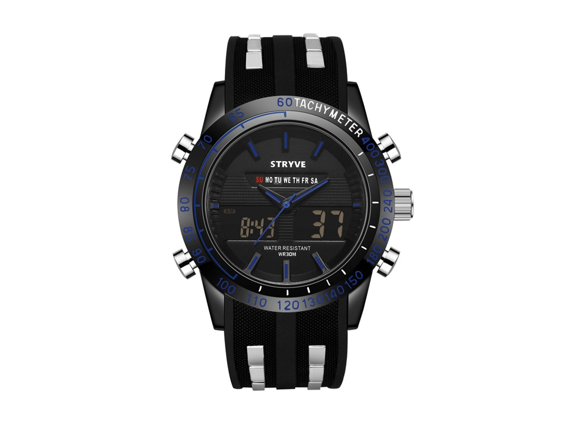 Reloj Deportivo Impermeable (azul), Cronógrafo Luminoso, Alarma, Doble Pantalla, Reloj De Pulsera Electrónico.