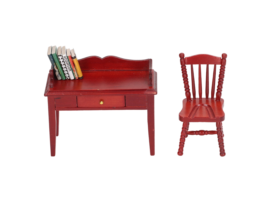 Silla de oficina y libro en miniatura para casa de muñecas escala 1/12, muebles en miniatura para casa de muñecas