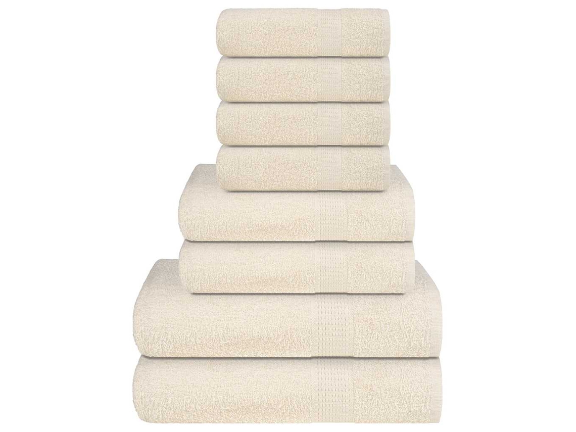 Juego De Toallas 8 Piezas 100 Algodón Crema 360 Gsm Wsd953169