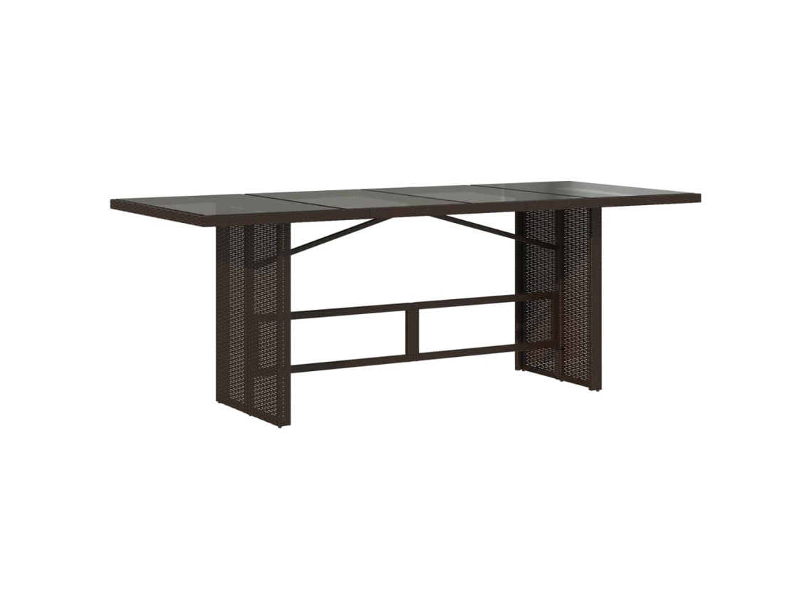 Mesa de jardín con tapa de cristal 190x80x75 cm Patas de mimbre marrón MAISON EXCLUSIVE