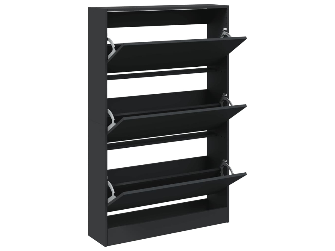 Maison Exclusive - Zapatero De Madera De Ingeniería Negro 80x21x125,5 Cm