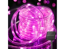 Guirnalda de luces LED, guirnalda solar, resistente al agua, 7 m, 50 luces, 8 modos, luces de hadas (rosa) Spectacle