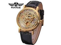 (estilo 9) Relógio Mecânico Manual Esqueleto Banhado A Ouro, Esportivo, Para Uso Profissional E Casual, Com Pulseira De Couro.