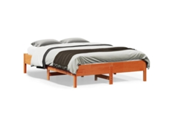 Estructura De Cama Sin Colchón Madera Maciza Marrón 120x190 Cm