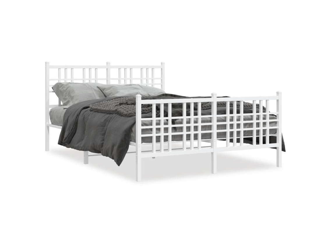 Maison Exclusive - Estructura Cama Sin Colchón Con Estribo Metal Blanco 120x200 Cm