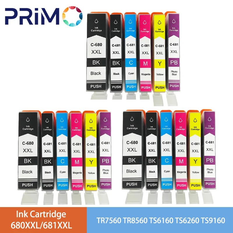 2set(12pc)pgi-680 Cli-681 Xxl Pgi680 Cli681 Ink Cartridge For Canon Pixma Tr7560 Tr8560 Ts6160 Ts6260 Ts8160 Ts8260 Ts9160 Ts9560 Ts706
