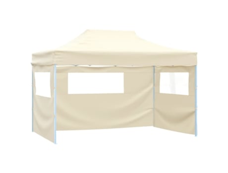 vidaXL Carpa plegable profesional con 3 paredes acero color crema 3x4m