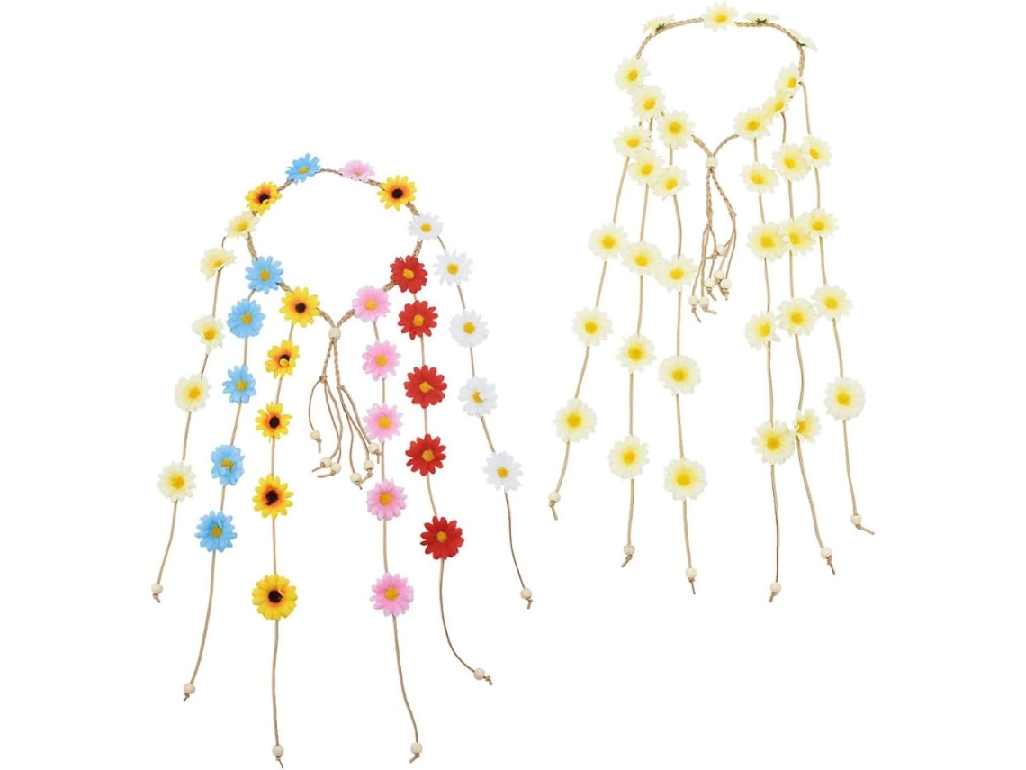 Lot De 2 Serrage, Cabezas Bohèmes Marguerite Y Tournesol Accesorios Para Cheveux De Cuelloronne Lége...