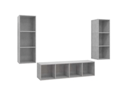 Conjunto de 3 muebles de TV en contrachapado gris cemento MAISON EXCLUSIVE