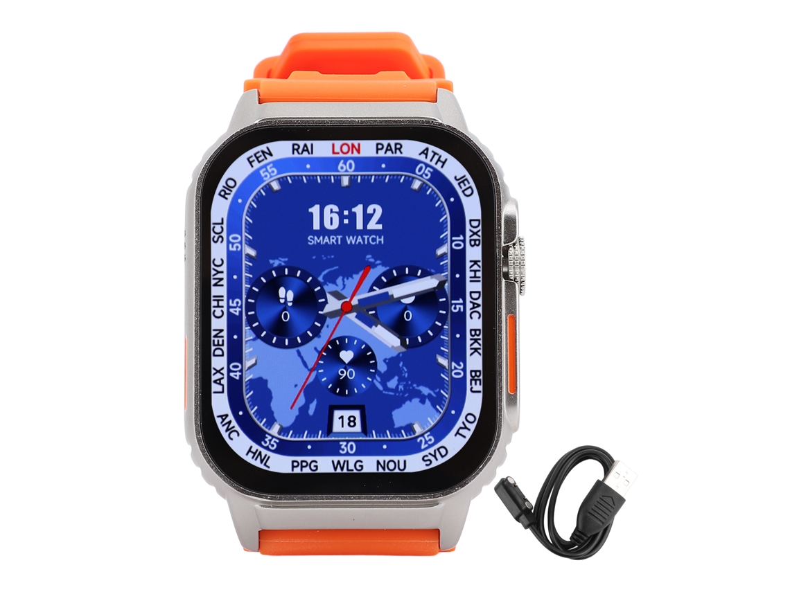 Reloj inteligente Omni-Smart Fitness con pantalla táctica naranja de 2,01 pulgadas