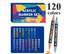 Bolígrafo de dibujo para estudiantes, bolígrafo de tinta acrílica de doble punta para manualidades, 120 colores Digitallab