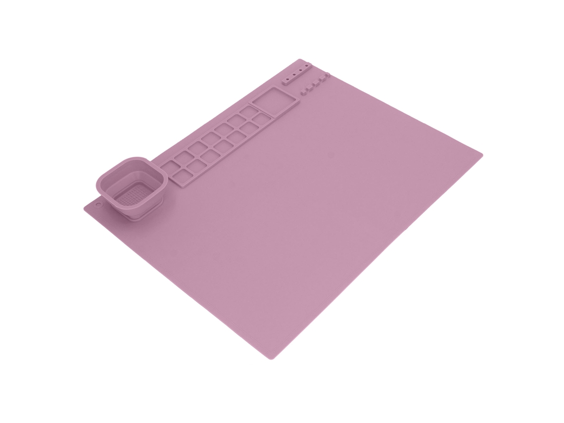 Tapete De Silicona Para Pintar Diy Con Vaso Para Niños, Fácil De Limpiar, 49x39cm, Rosa