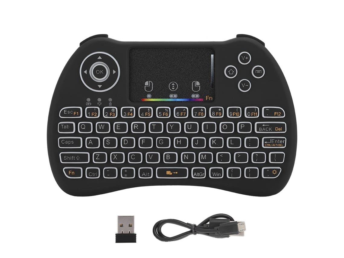 Mini Teclado Inalámbrico Con Retroiluminación Colorida Y Panel Táctil Rf De 2,4 Ghz Para Stb, Portátiles Y Xbox.