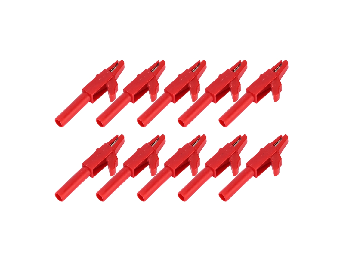 10pcs Pinza De Seguridad Aislada De Prueba Eléctrica Con Jack Banana 4mm Para Coche Barco Camión Rojo
