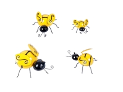 4 piezas de decoración de pared de metal con diseño de abeja