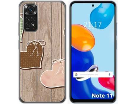 Carcasa Xiaomi Redmi Note 11 TUMUNDOSMARTPHONE Dibujos Corazones Madera Multicolor