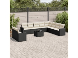 Conjunto de sofás de jardín de 11 piezas DKD Home Decor con cojines de mimbre negros