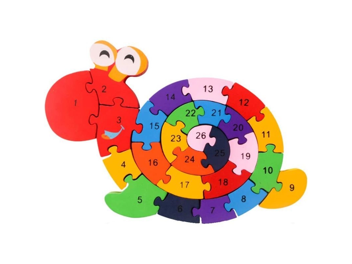 Rompecabezas De Madera Con Caracol, Letras Y Números, Bloques De Construcción Para Niños De 3 A 5 Años.