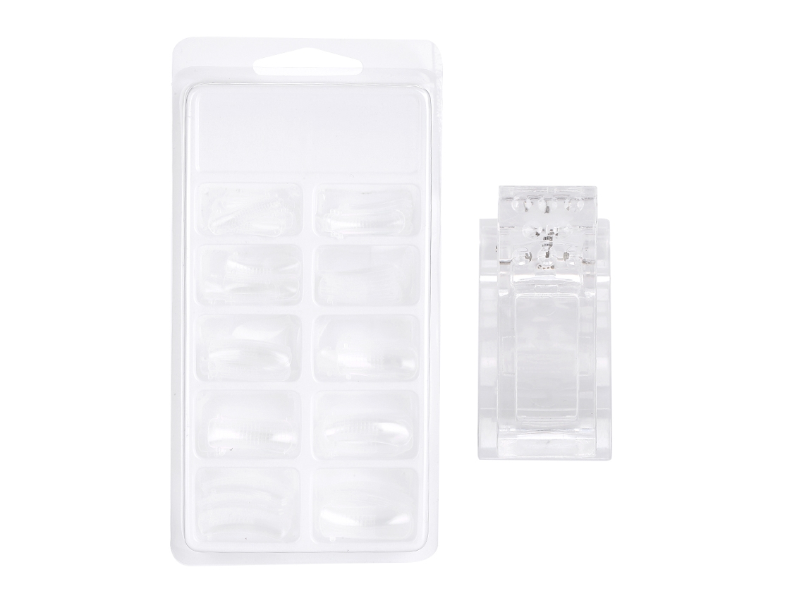 Kit De Arte De Unhas Com 100 Pontes De Unhas Falsas Em Diferentes Tamanhos E Clip Fixador Transparente