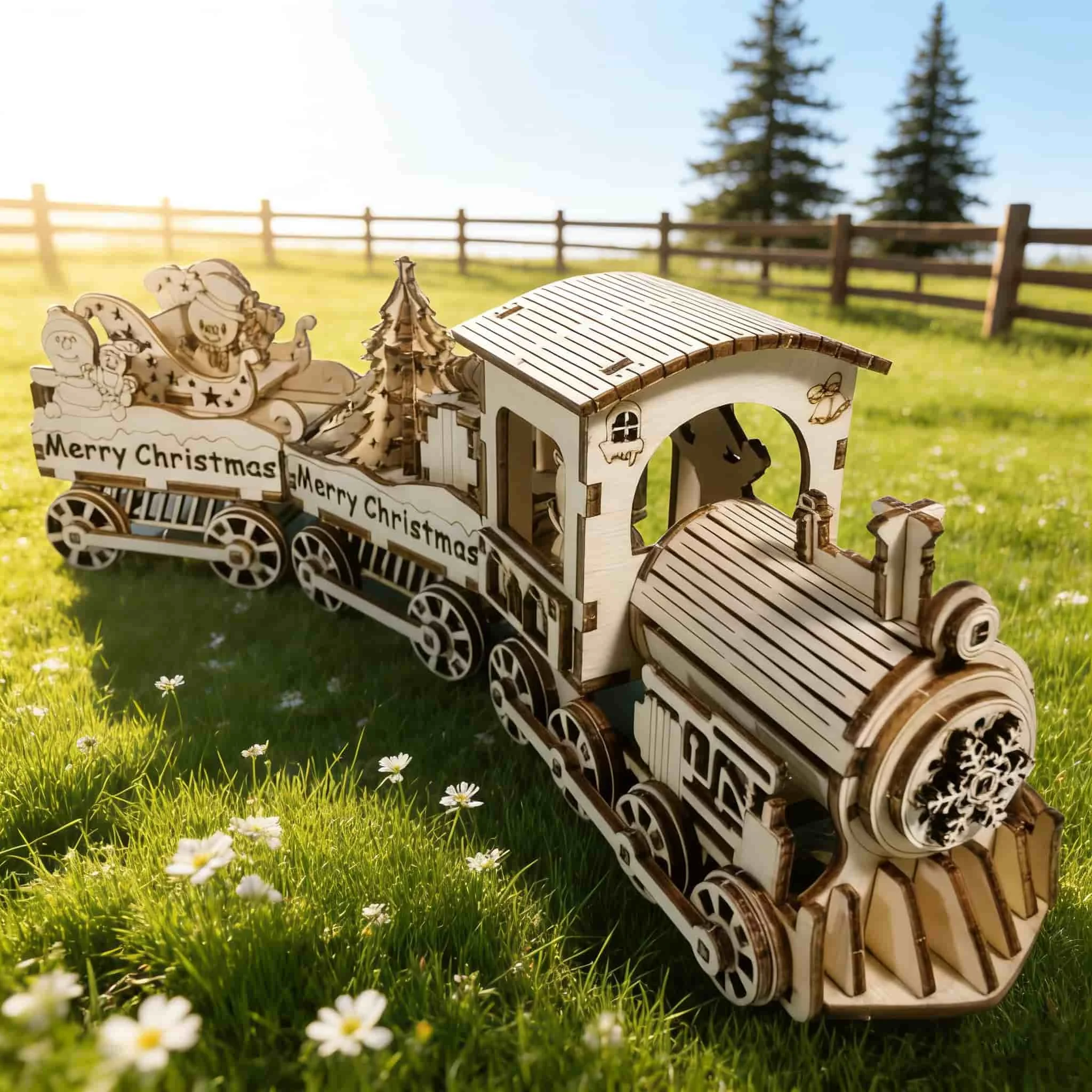 Rompecabezas de tren de madera 3D, modelo a escala, kit de modelismo para armar