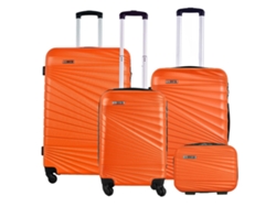 WELLHOME Juego de maletas rígidas 4 piezas en turquesa coral naranja
