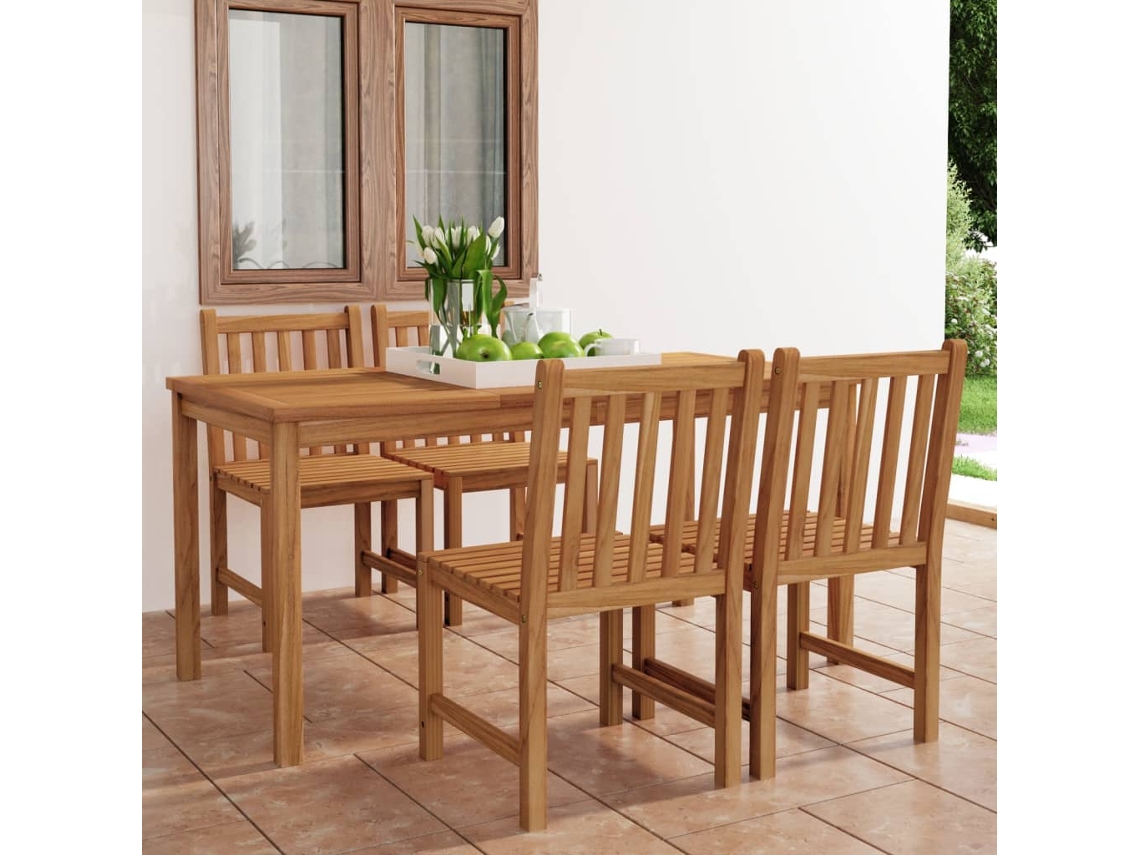 Juego de comedor de jardín de 2 piezas de madera maciza de teca Dkd Home Decor