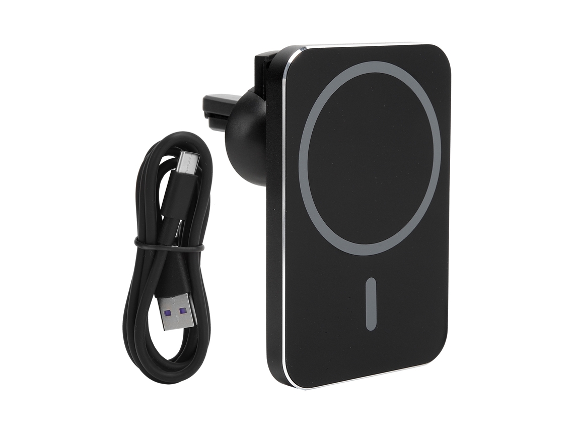 Soporte para coche con carga inalámbrica de 15 W, adsorción magnética, carga rápida, negro | Sin marca