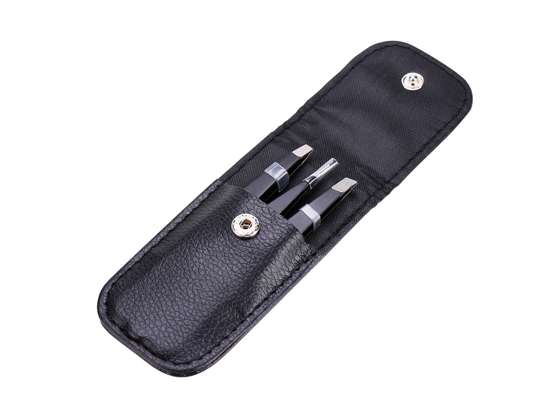 Juego De Pinzas De Acero Inoxidable Negro Para La Depilación De Cejas.