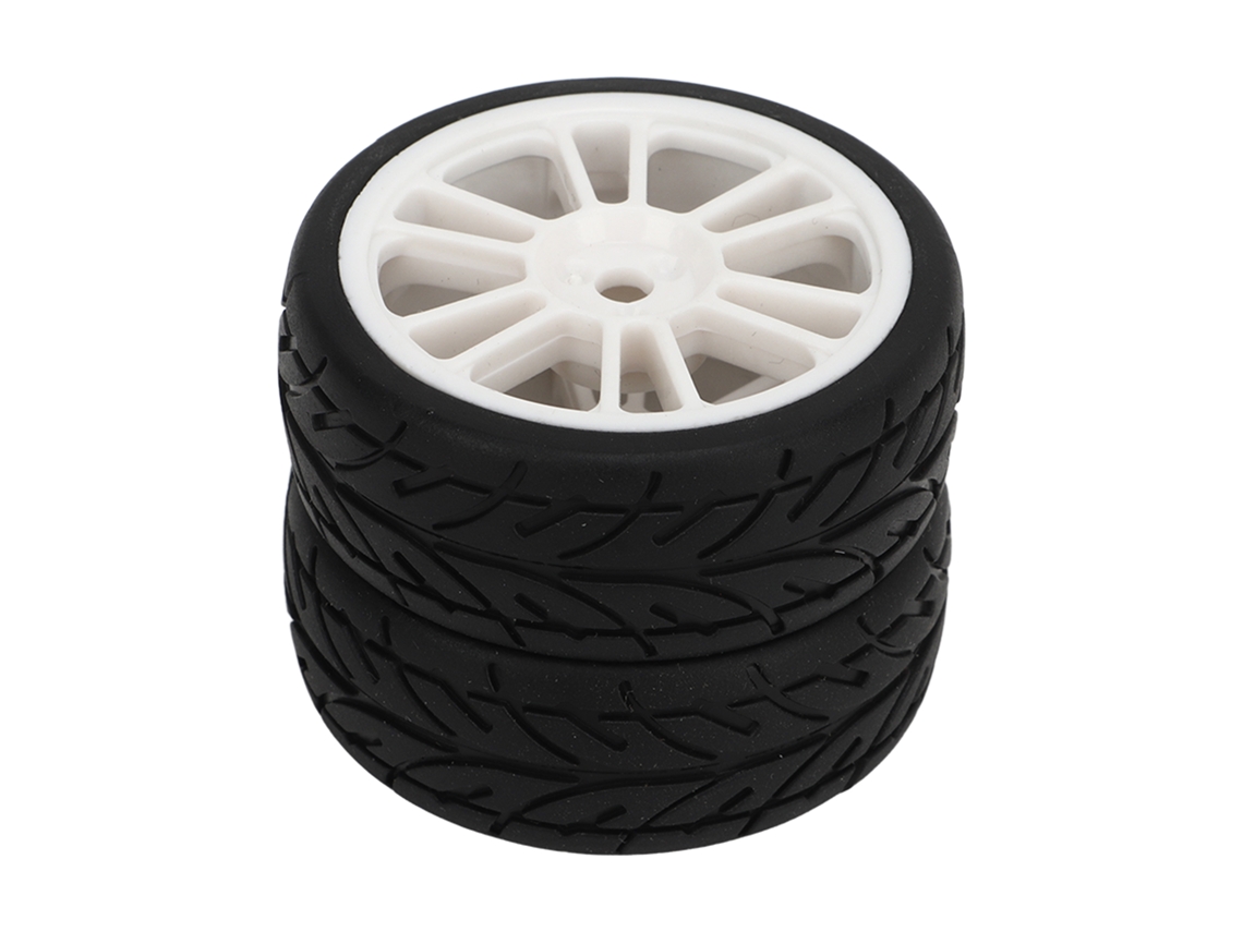 2 Neumáticos De Carreras Rc Con Llanta De Plástico Y Neumático De Goma Para Zd Racing 1/16 16426 S16 Ex16 Negro Y Blanco
