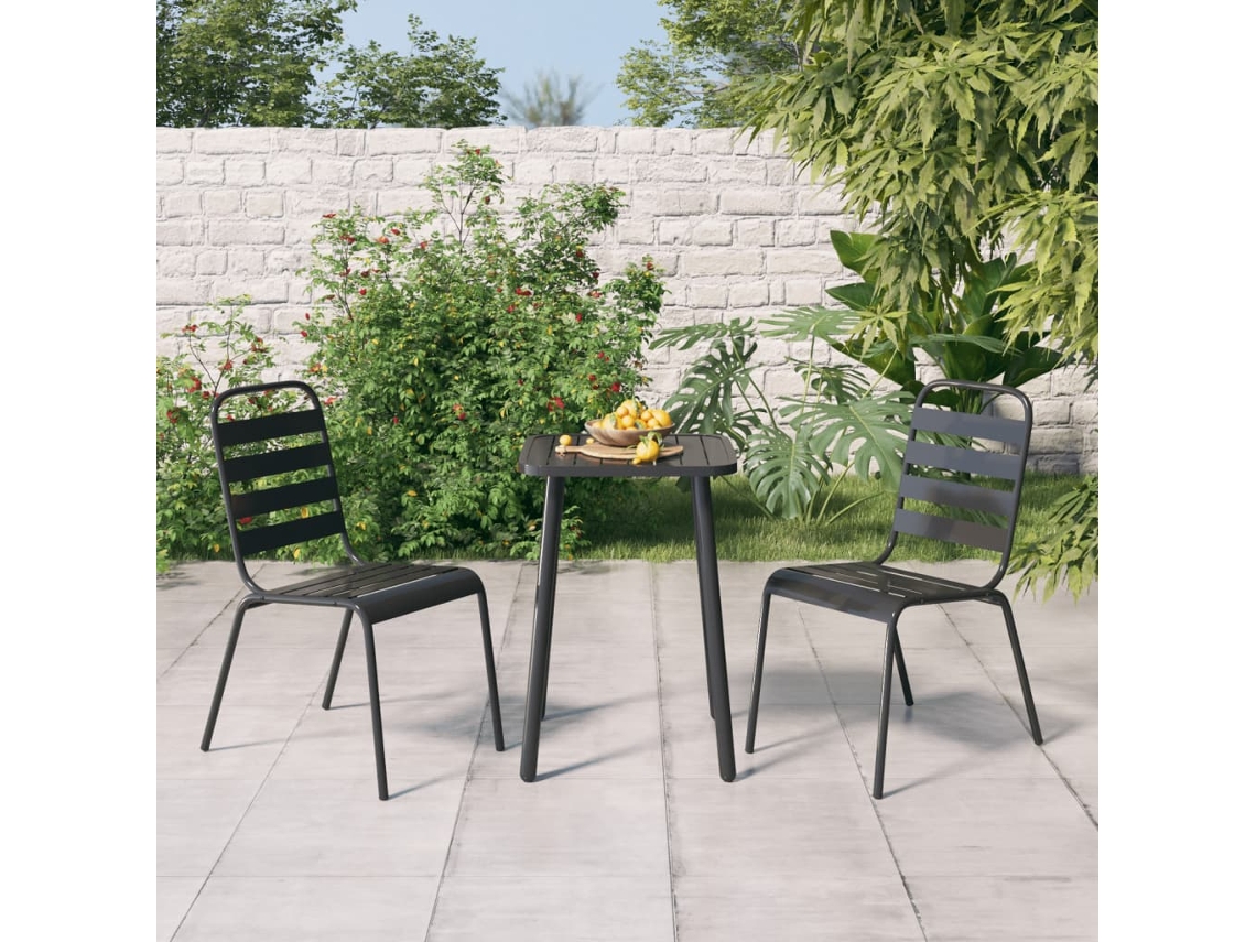Conjunto de comedor de jardín de 3 piezas en acero antracita Dkd Home Decor