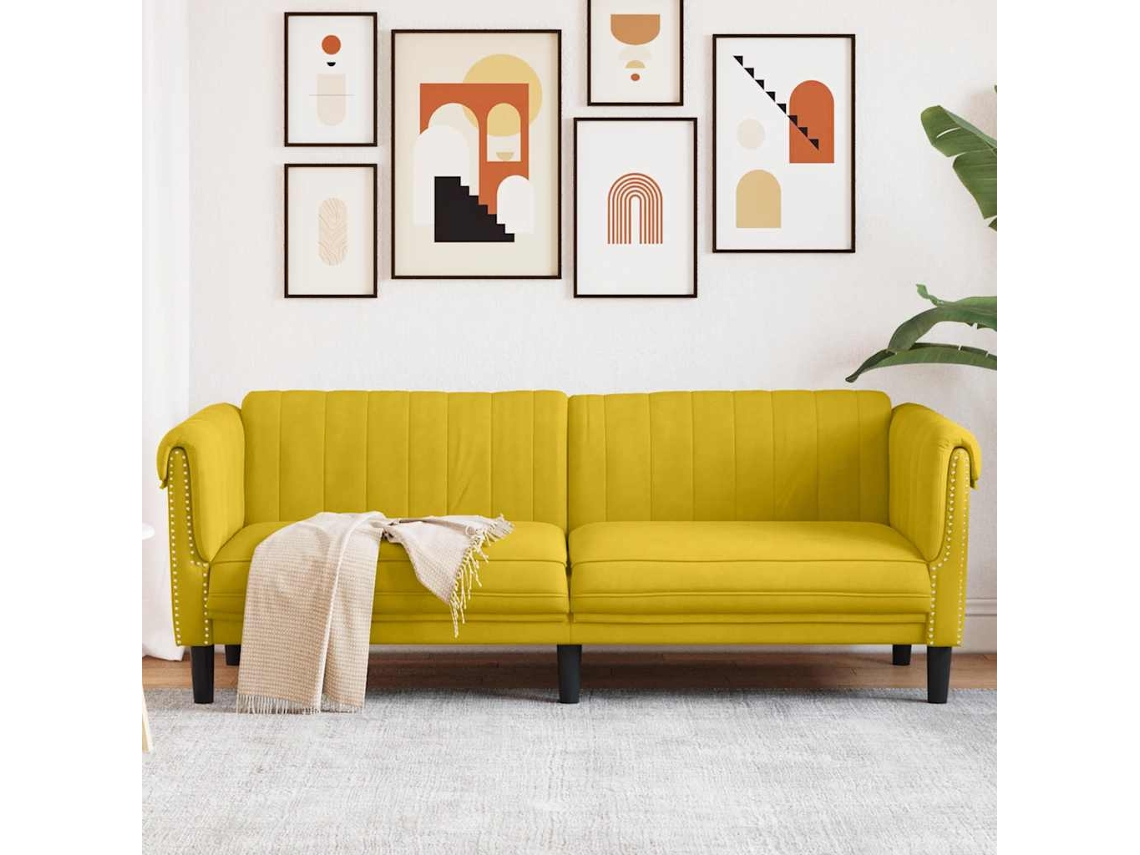 Sofá De 3 Plazas | Sofá De Salón | Sofá De Descanso Terciopelo Amarillo