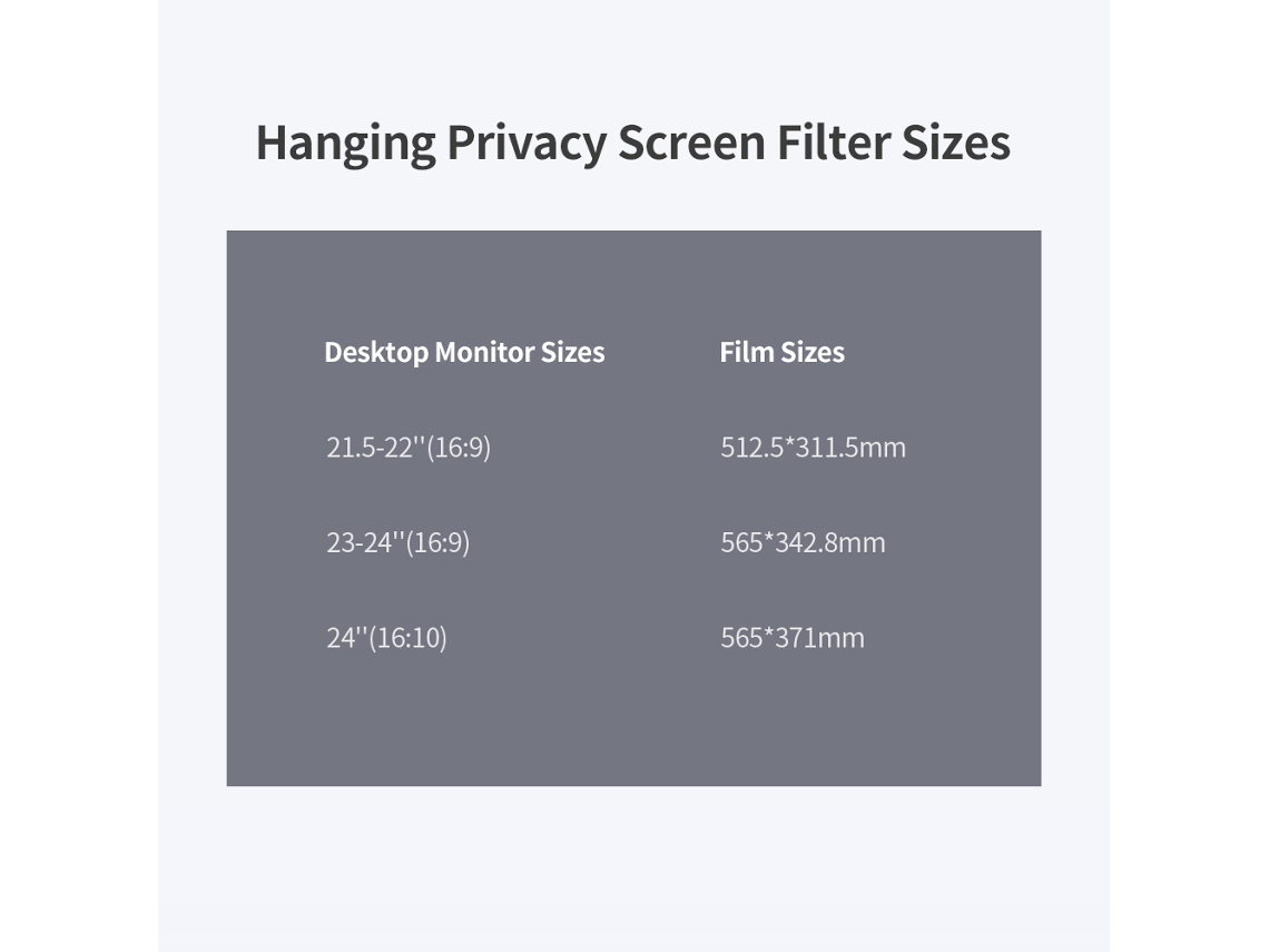 Filtro De Pantalla De Privacidad Colgante Para Monitor De 23-24'' 16:9 Anti Uv Y Antirreflejos Alta Transmitancia