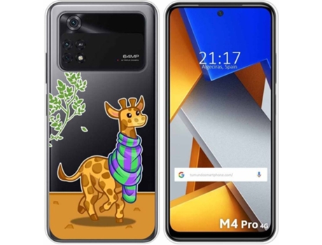 Carcasa para Xiaomi Poco M4 Pro 4G TUMUNDOSMARTPHONE Dibujos Transparente Jirafa Multicolor