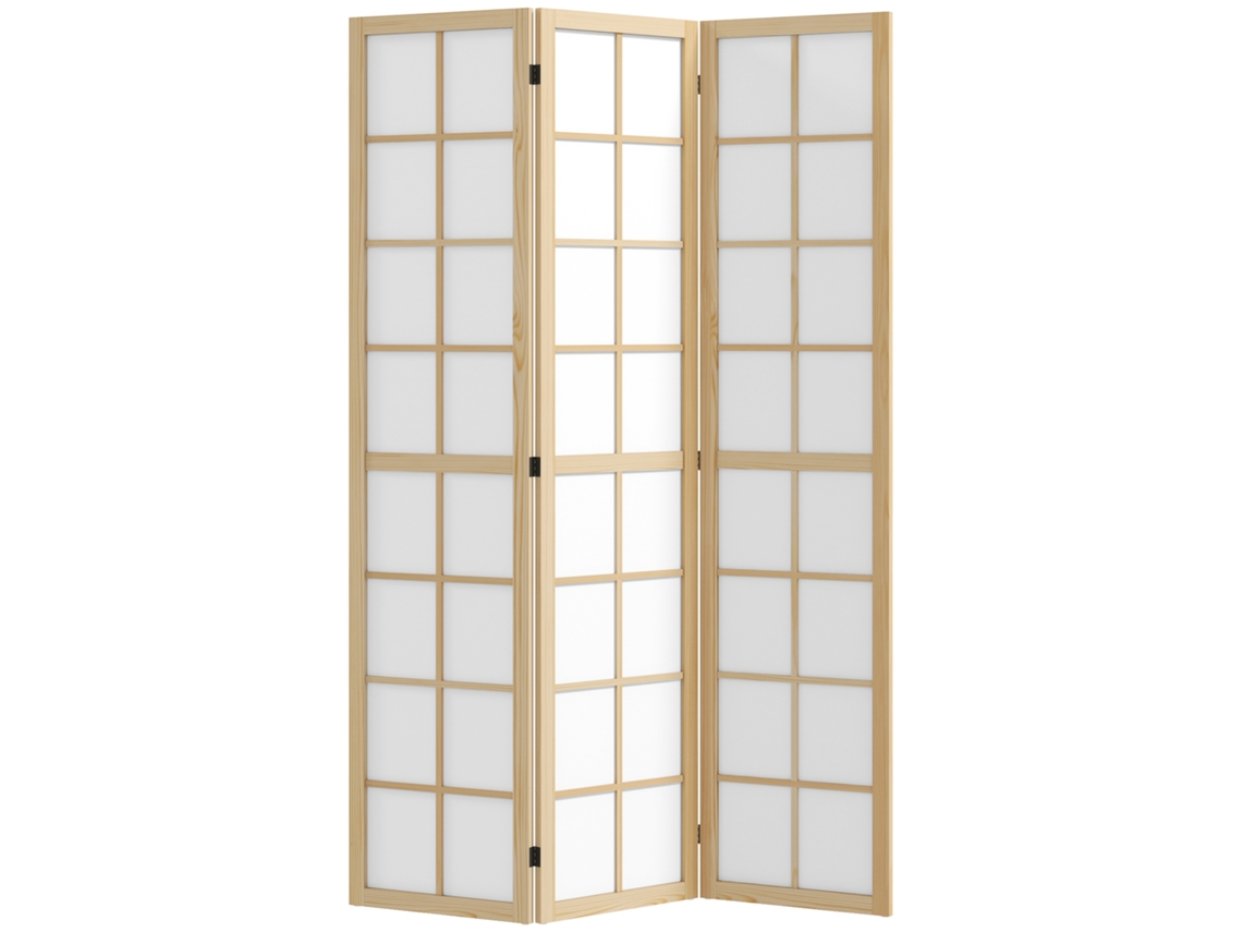 Mampara Divisoria De Madera Blanca De 3 Paneles, 120x170cm, Para Salón, Dormitorio U Oficina.