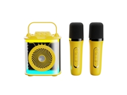 Mini máquina de karaoke para niños y adultos, altavoz Bluetooth portátil con 2 micrófonos inalámbricos, juego de altavoces con micrófono Yemaesre
