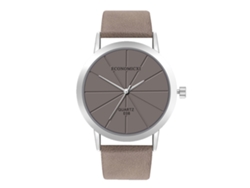 Reloj De Pulsera Unisex Minimalista De Cuero Pu Con Dial Redondo Gris De Cuarzo