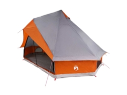 Tienda de campaña familiar tipo tipi, gris y naranja, 400 x 346 x 250 cm