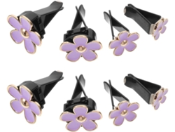 Juego De 8 Clips Ambientadores Para Coche De Aleación Metálica Con Diseño De Margarita Morada.