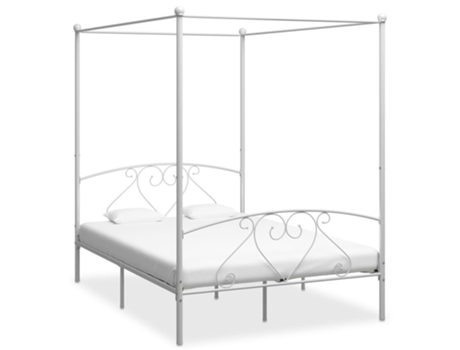 MAISON EXCLUSIVE Estructura de cama con dosel de metal blanco 140X200 cm